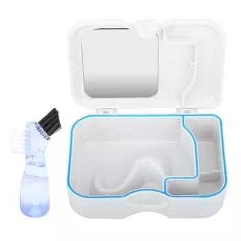 Denture Box Storage Case False Teeth Container Denture Storage Case with Mirror