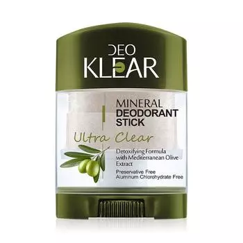 DEOKLEAR Минеральный дезодорант-стик 70 г. (Ultra Clear) - Детоксикационное средство с экстрактом средиземноморской оливы 70 g.