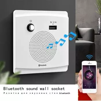 DepoGuye International универсальная настенная розетка Bluetooth, домашний настенный музыкальный проигрыватель, настенная розетка USB 5 В 2,1 А EU 86 мм*86 мм 110-250V белый