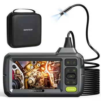 DEPSTECH Fiberscope Тройной объектив Самый большой экран IPS 1080P Три вида 8 мм Ультратонкий объектив IP67 Водонепроницаемая инспекционная камера Бороскоп со светодиодной подсветкой