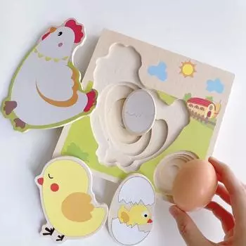 Деревянная 3D головоломка, цыпленок, выращивание кур, несущих яйца, процесс головоломки, обучение, образование, игрушки Монтессори