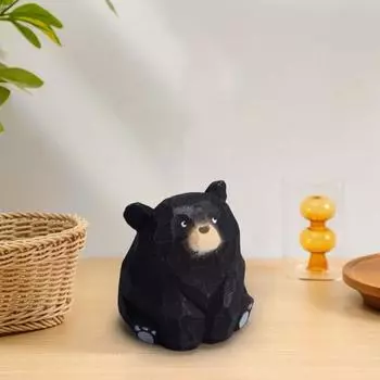 Деревянная фигурка медведя, миниатюрная статуэтка медведя, деревенское животное, настольное украшение для спальни, детской игровой комнаты