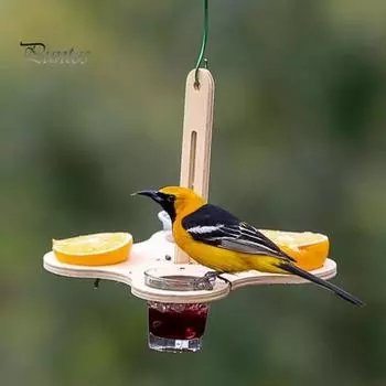 Деревянная подвесная кормушка для птиц с 4 отверстиями, легко чистится, привлекает птиц, легкая, долговечная кормушка на деревянной платформе для сада, двора, уличного декора