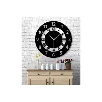 Деревянные декоративные настенные часы Time Collection с латинскими и римскими цифрами (черный)