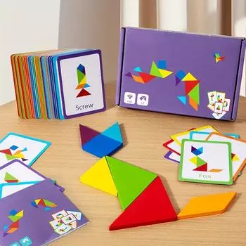 Деревянные игрушки-пазлы танграм, игрушки с геометрическими формами, интерактивные развивающие игрушки для родителей и детей, праздничные подарки и подарки на день рождения. One Size
