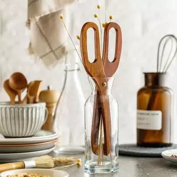 Деревянные кухонные щипцы для пикника, барбекю, еды, мяса, бекона, ножниц, зажимов, хлеба, торта, тостов, выпечки, инструментов