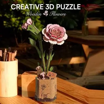 Деревянные пазлы 3D Цветы Строительный набор Деревянные цветы Модель Набор Коллекция Подарков Новоселье