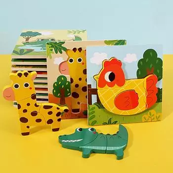 Деревянные пазлы Sagit для малышей 1, 2, 3 лет, развивающая игрушка для мальчиков и девочек One Size