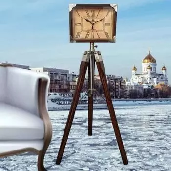 Деревянные винтажные промышленные регулируемые антикварные напольные часы в стиле дедушки с римскими цифрами и подставкой на штативе