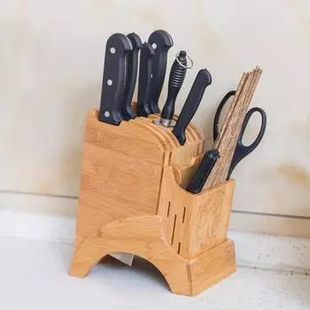 Деревянный держатель для кухонных ножей, бамбуковые ножницы, палочки для еды, полка для хранения гаджетов, подставка для ножей, органайзер, аксессуары