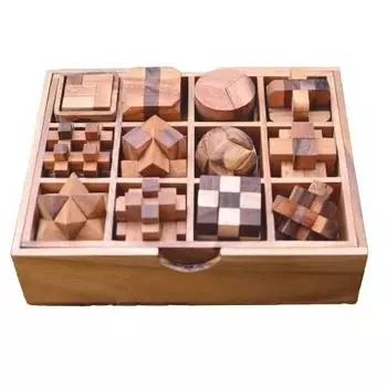 Деревянный набор головоломок Roost Wood, 3D-головоломка для тренировки мозга Kongming, 12, коробка, головоломка, головоломка,