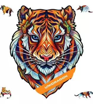 Деревянный пазл UNIDRAGON серии животных размер S 104 элемента Прекрасный тигр