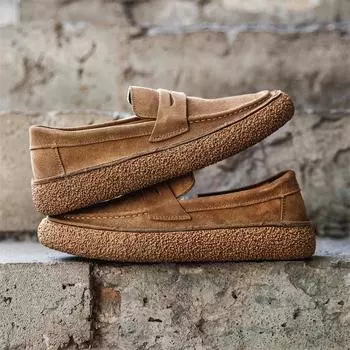 Dermis Men s Casual Shoes New Trend Fashion Loafers 2024 Cow Suede Leather Soft Soled Casual Leather Shoes for Men Luxury Shoe 38 коричневый