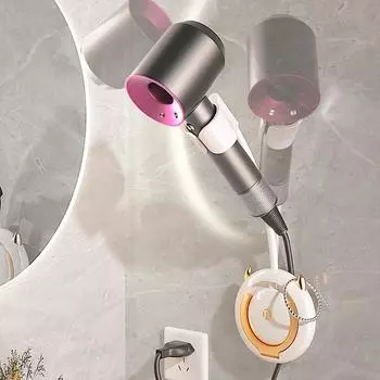Держатель для фена для волос Lazy People Hand Free Hand Air Dryer Free Hand Hair Dryer Shelf Wall Hanging Hole Free белый/золотой