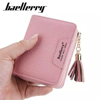 Держатель для карт Baellerry на молнии для женщин, модные короткие кошельки, кошелек для монет из искусственной кожи 11*9*4cm жёлтый