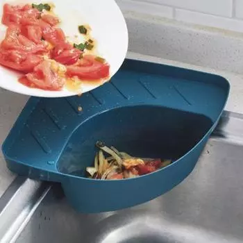 Держатель для кухонной мойки Сливная треугольная полка для хранения мусора Угловая корзина розовый