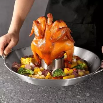 Держатель для курицы из пивной банки для гриля, подставка для жареной курицы из нержавеющей стали, подставка для барбекю и птицы, большой аксессуар для гриля для жарки мяса в помещении
