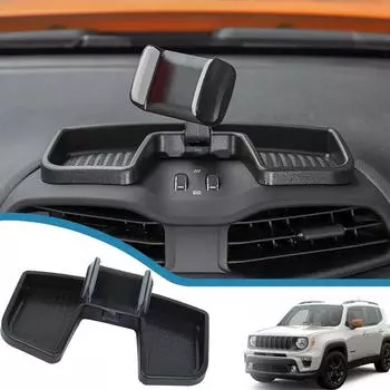 Держатель для мобильного телефона для Jeep Renegade 2016-2022, автомобильный GPS-кронштейн, подставка для приборной панели, ящик для хранения, органайзер, аксессуары для интерьера чёрный