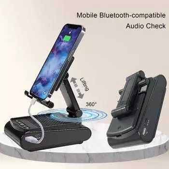 Держатель для мобильного телефона с беспроводным Bluetooth-совместимым динамиком, телескопический, выдерживающий большую нагрузку, противоскользящая нижняя подставка, держатель для мобильного телефона для планшета чёрный