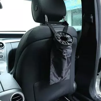 Держатель для мусора на спинку сиденья автомобиля Подвесной мешок для мусора Хранение мусора Контейнер для мусора Ткань Оксфорд Автомобильные мусорные баки Инструменты для уборки чёрный