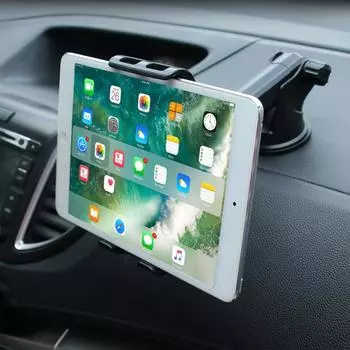 Держатель для планшета и телефона в автомобиле для Samsung Galaxy Z Fold 4 3 2 iPhone iPad Mini Air Автомобильная подставка-присоска для телефона с расширительными держателями чёрный