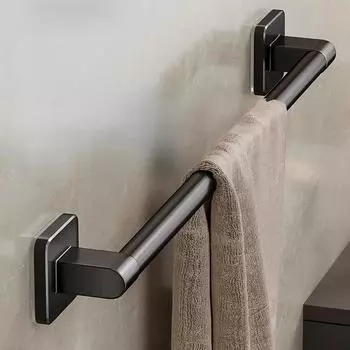 Держатель для полотенец Space Aluminum Bar Без сверления Органайзеры для ванной комнаты Самоклеящиеся держатели для полотенец Полки для ванной Кухонная стойка для хранения