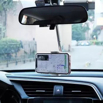 Держатель для телефона на зеркало заднего вида 360, универсальный автомобильный держатель для телефона, автомобильное крепление для зеркала заднего вида, держатель для телефона и GPS, автомобильный держатель для телефона чёрный