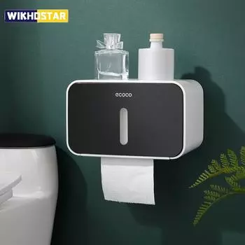 Держатель для туалетной бумаги Настенная коробка для туалетной бумаги Водонепроницаемая стойка для хранения рулонной бумаги Органайзер для салфеток Полка для ванной комнаты синий