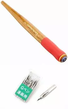 Держатель пера Tachikawa Comic Pen, модель 36, розовая ручка (Т-36П)+ Перья(ПГ-6С-СК)