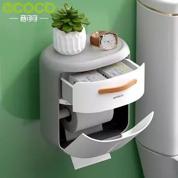 Держатель туалетной бумаги ECOCO для ванной комнаты без сверления стены, 2-слойная коробка для салфеток, держатель рулона бумаги для туалета с хранением