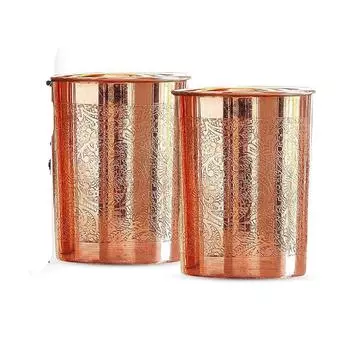 Design Glass - 275 ML, Copper Tumbler for Water Drinking, Elegant Drinkware & Serveware, Perfect for Gifting, Home, and Festive Dcor, Set of 2