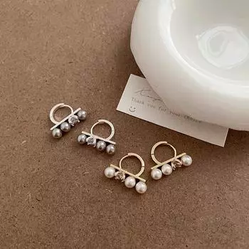 Design Sense One Word Pearl Zircon Ear Buckle Women S Niche Unique Personality Fashion Temperament Versatile Stud Earrings Earrings