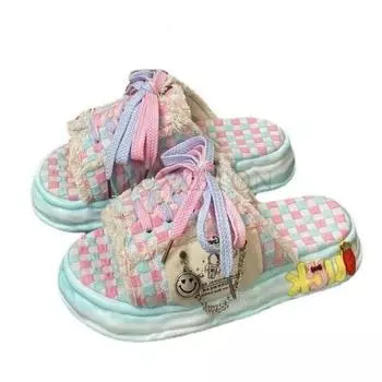 Design Summer Women Graffiti Slippers Platform Shoes Mules Flip Flops Street Sandals Clogs Flat Casual Shoes For Female 35 небесно-голубой