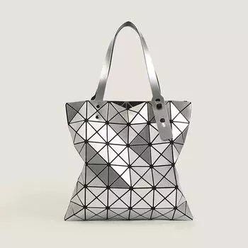 Designer Geometric Quilted Tote Bag,High Gloss 6 Compartment Shoulder Bag for Work Shopping