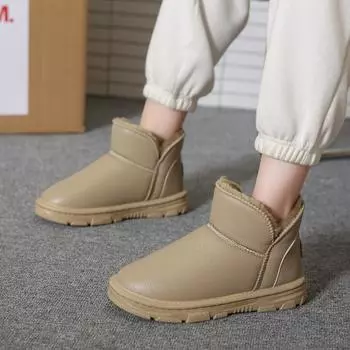 Designer Snow Boots Women s Winter 2024 Waterproof Warm Shoes Non-slip Comfortable Cotton Shoe Zipper Casual Shoes Botas Mujer 36 бежевый