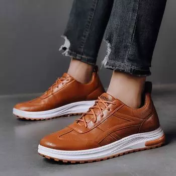 Designers Men Casual Shoes High Quality PU Leather Fashion Platform Work Footwear Autumn Winter Plush Thickening Fur Boots Man 39 коричневый