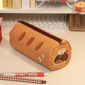 Desk Storage Bag Pencil Case Pouch Cake Roll Plaid Pen Bag School Office Supply Style 4