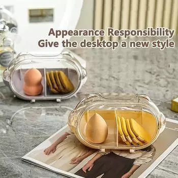 Desktop Cosmetics Storage Box Dust-Proof Makeup Organizer For Cotton Pads Swabs Beauty Egg Holder Bathroom Jewelry Organizer