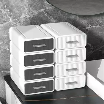 Desktop Drawer Storage Box Student Desks Stationery Light Luxury Cosmetics Plastic Storage Box Dustproof Makeup Organizer