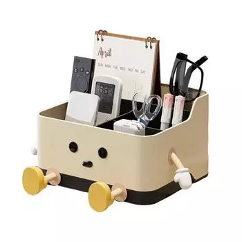 Desktop Storage Box Remote Control Holder Large Capacity Multiple Compartments Versatile Stationery Makeup Organizer A