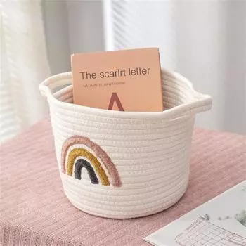 Desktop Sundries Organize Baskets Firm And Flexible Strong Bearing Capacity Cotton Thread Delicate Household Accessories White 20 X 25