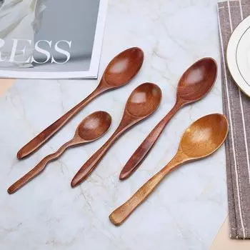 Dessert Tableware Cooking Utensils Kitchen Tools Soup Spoons Coffee Spoon Tea Spoon Wooden Spoon 5