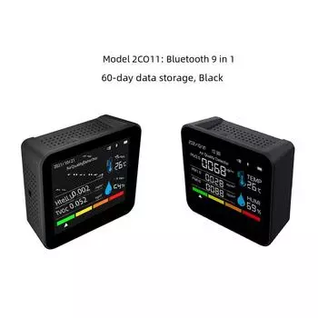 Bluetooth-детектор CO2 9-в-1 для контроля качества воздуха в доме 2CO11 чёрный