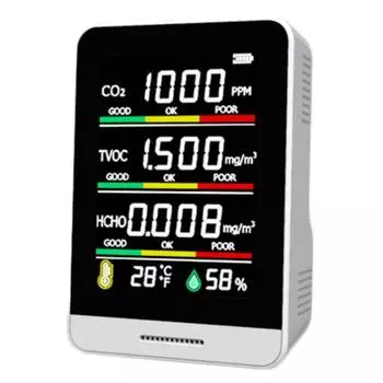 Детектор CO2 TVOC HCHO, инструмент для определения температуры и влажности, интеллектуальный домашний настольный компьютер в помещении и на открытом воздухе
