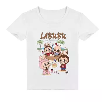 Детская 2D футболка Labubu с коротким рукавом 160 белый