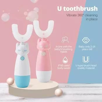Детская электрическая зубная щетка с рисунком из мультфильма, электрическая зубная щетка для детей S 2 to 6 years синий