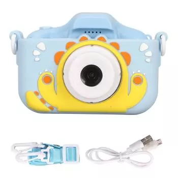 Детская цифровая камера Blue Little Monster 40MP 2-дюймовый IPS-экран для защиты глаз от солнца с двумя линзами HD
