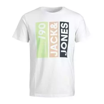 Детская футболка из 100% хлопка с резиновым принтом JACK & JONES 10 ans белый
