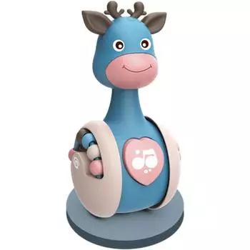 Детская игрушка-жираф, забавная мультяшная стоячая игрушка-жираф, игрушка Монтессори, ранние развивающие подарки для малышей от 3 месяцев 15*6*6cm синий
