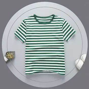 Детская летняя одежда, детские рубашки с круглым вырезом и короткими рукавами с рисунком, футболки в полоску из чистого хлопка, летние футболки для мальчиков и девочек